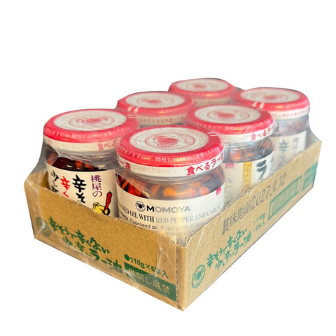 Momoya Chili Oil with Savory Garlic jar 6X 110 g