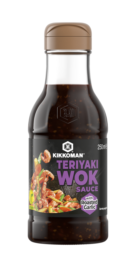 Kikkoman Teriyaki Wok Sauce Roasted Garlic bottle 6X 250 ml