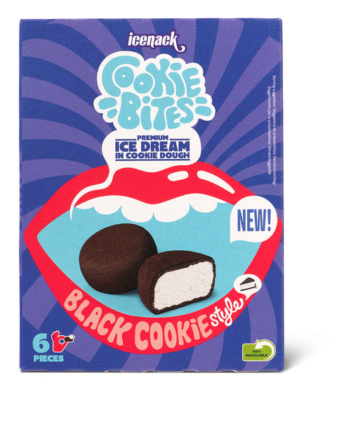 Icenack Cookie Bites Black Cookie Style tray 6X 6 pcs